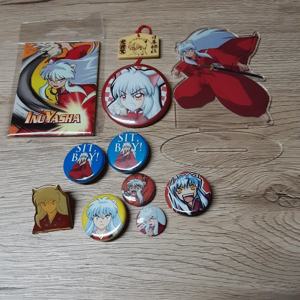 Inuyasha Anime Lot Acrylic Stand Figure Enamel Pin Can Badge Button Strap Magnet